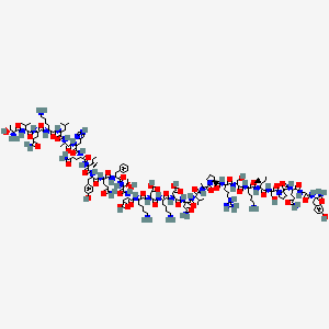 (3S)-3-[[(2S)-6-amino-2-[[(2S)-2-[[(2S,3R)-2-[[(2S)-2-[[(2S)-5-amino-2-[[(2S)-2-[[(2S,3S)-2-[[(2S)-5-amino-2-[[(2S)-2-[[(2S)-2-[[(2S)-2-[[(2S)-6-amino-2-[[(2S)-5-amino-2-[[(2S)-2-[[(2S,3R)-2-amino-3-hydroxybutanoyl]amino]-3-methylbutanoyl]amino]-5-oxopentanoyl]amino]hexanoyl]amino]-4-methylpentanoyl]amino]propanoyl]amino]-3-(1H-imidazol-4-yl)propanoyl]amino]-5-oxopentanoyl]amino]-3-methylpentanoyl]amino]-3-(4-hydroxyphenyl)propanoyl]amino]-5-oxopentanoyl]amino]-3-phenylpropanoyl]amino]-3-hydroxybutanoyl]amino]-3-carboxypropanoyl]amino]hexanoyl]amino]-4-[[(2S)-6-amino-1-[[(2S)-1-[[(2S)-4-amino-1-[[(2S)-1-[[(2S)-1-[(2S)-2-[[(2S)-1-[[(2S)-1-[[(2S)-6-amino-1-[[(2S,3S)-1-[[(2S)-1-[(2S)-2-[[(2S)-5-amino-1-[[2-[[(2S)-1-amino-3-(4-hydroxyphenyl)-1-oxopropan-2-yl]amino]-2-oxoethyl]amino]-1,5-dioxopentan-2-yl]carbamoyl]pyrrolidin-1-yl]-3-hydroxy-1-oxopropan-2-yl]amino]-3-methyl-1-oxopentan-2-yl]amino]-1-oxohexan-2-yl]amino]-3-hydroxy-1-oxopropan-2-yl]amino]-5-carbamimidamido-1-oxopentan-2-yl]carbamoyl]pyrrolidin-1-yl]-1-oxopropan-2-yl]amino]-3-methyl-1-oxobutan-2-yl]amino]-1,4-dioxobutan-2-yl]amino]-3-carboxy-1-oxopropan-2-yl]amino]-1-oxohexan-2-yl]amino]-4-oxobutanoic acid