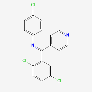 molecular formula C18H11Cl3N2 B14005880 (E)-N-(4-Chlorophenyl)-1-(2,5-dichlorophenyl)-1-(pyridin-4-yl)methanimine CAS No. 62247-07-8