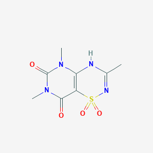 molecular formula C8H10N4O4S B14005958 3,5,7-Trimethyl-1lambda~6~-pyrimido[4,5-e][1,2,4]thiadiazine-1,1,6,8(4H,5H,7H)-tetrone CAS No. 25622-15-5