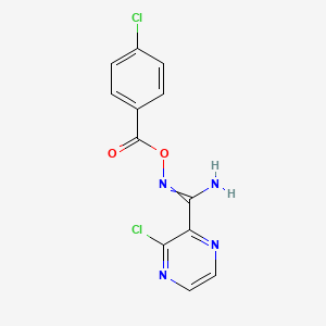 molecular formula C12H8Cl2N4O2 B14006016 O2-(4-chlorobenzoyl)-3-chloropyrazine-2-carbohydroximamide 