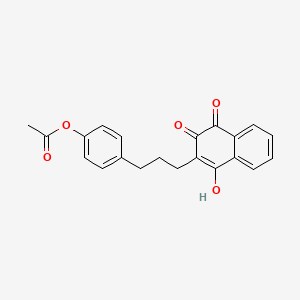 molecular formula C21H18O5 B14006082 [4-[3-(1-Hydroxy-3,4-dioxonaphthalen-2-yl)propyl]phenyl] acetate CAS No. 18093-50-0