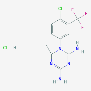 molecular formula C12H14Cl2F3N5 B14006121 1-[4-Chloro-3-(trifluoromethyl)phenyl]-6,6-dimethyl-1,3,5-triazine-2,4-diamine CAS No. 18914-82-4