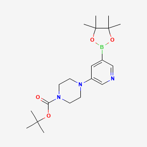 molecular formula C20H32BN3O4 B1400625 叔丁基 4-(5-(4,4,5,5-四甲基-1,3,2-二氧杂硼烷-2-基)吡啶-3-基)哌嗪-1-羧酸酯 CAS No. 1346808-98-7