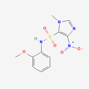 molecular formula C11H12N4O5S B14006268 N-(2-methoxyphenyl)-3-methyl-5-nitroimidazole-4-sulfonamide CAS No. 83498-84-4