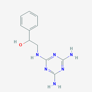 molecular formula C11H14N6O B14006290 2-[(4,6-Diamino-1,3,5-triazin-2-yl)amino]-1-phenylethanol CAS No. 3603-53-0