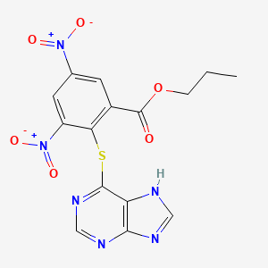 molecular formula C15H12N6O6S B14006301 Propyl 3,5-dinitro-2-(7H-purin-6-ylsulfanyl)benzoate CAS No. 59921-60-7