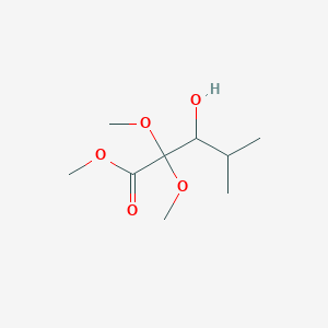 molecular formula C9H18O5 B14006377 Methyl 3-hydroxy-2,2-dimethoxy-4-methylpentanoate CAS No. 57504-44-6