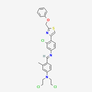 N,N-Bis(2-chloroethyl)-4-[(E)-({3-chloro-4-[2-(phenoxymethyl)-1,3-thiazol-4-yl]phenyl}imino)methyl]-3-methylaniline