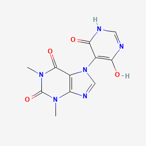 molecular formula C11H10N6O4 B14006435 7-(4-hydroxy-6-oxo-1H-pyrimidin-5-yl)-1,3-dimethylpurine-2,6-dione CAS No. 62787-62-6