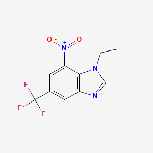 molecular formula C11H10F3N3O2 B14006439 1-Ethyl-2-methyl-7-nitro-5-(trifluoromethyl)-1H-benzimidazole CAS No. 53901-18-1