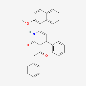 6-(2-methoxynaphthalen-1-yl)-4-phenyl-3-(2-phenylacetyl)-3,4-dihydro-1H-pyridin-2-one