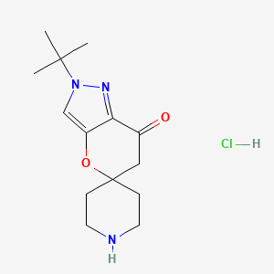 molecular formula C14H22ClN3O2 B1400651 2'-tert-Butyl-2'H-spiro[piperidine-4,5'-pyrano-[3,2-c]pyrazol]-7'(6'H)-one hydrochloride CAS No. 1197815-65-8