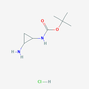molecular formula C8H17ClN2O2 B1400658 tert-Butyl N-[(1R,2R)-2-aminocyclopropyl]-carbamate hydrochloride CAS No. 1949805-93-9