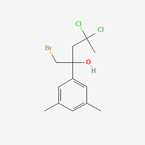 molecular formula C13H17BrCl2O B14006592 1-Bromo-4,4-dichloro-2-(3,5-dimethylphenyl)pentan-2-ol CAS No. 60276-60-0