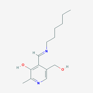 molecular formula C14H22N2O2 B14006606 4-(Hexyliminomethyl)-5-(hydroxymethyl)-2-methylpyridin-3-ol CAS No. 7355-37-5