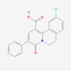 molecular formula C20H14ClNO3 B14006617 10-chloro-4-oxo-3-phenyl-6,7-dihydro-4H-benzo[a]quinolizine-1-carboxylic acid 