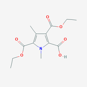 molecular formula C13H17NO6 B14006625 3,5-Bis(ethoxycarbonyl)-1,4-dimethyl-1H-pyrrole-2-carboxylic acid CAS No. 7467-76-7