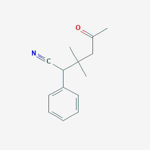 molecular formula C14H17NO B14006635 3,3-Dimethyl-5-oxo-2-phenylhexanenitrile CAS No. 62071-29-8