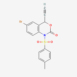 molecular formula C17H12BrNO4S B14006717 6-Bromo-4-ethynyl-1-tosyl-1,4-dihydro-2H-benzo[d][1,3]oxazin-2-one 