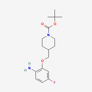 molecular formula C17H25FN2O3 B1400673 4-(2-Amino-5-fluorophenoxymethyl)-piperidine-1-carboxylic acid tert-butyl ester CAS No. 1260584-81-3