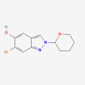 molecular formula C12H13BrN2O2 B1400675 6-Bromo-2-(tetrahydro-2H-pyran-2-yl)-2H-indazol-5-ol CAS No. 1206800-27-2