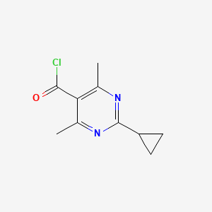 molecular formula C10H11ClN2O B14006875 2-cyclopropyl-4,6-dimethyl-5-Pyrimidinecarbonyl chloride 