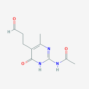 molecular formula C10H13N3O3 B14006880 n-[6-Methyl-4-oxo-5-(3-oxopropyl)-1,4-dihydropyrimidin-2-yl]acetamide CAS No. 90872-18-7