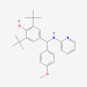 molecular formula C27H34N2O2 B14006921 2,6-Ditert-butyl-4-[(4-methoxyphenyl)-(pyridin-2-ylamino)methyl]phenol CAS No. 75393-96-3