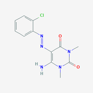 molecular formula C12H12ClN5O2 B14006938 6-Amino-5-[(2-chlorophenyl)diazenyl]-1,3-dimethylpyrimidine-2,4-dione CAS No. 6336-10-3