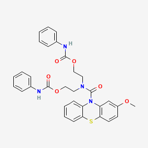 molecular formula C32H30N4O6S B14007028 10H-Phenothiazine-10-carboxamide, N,N-bis(2-(((phenylamino)carbonyl)oxy)ethyl)-2-methoxy- CAS No. 65241-12-5