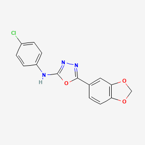 molecular formula C15H10ClN3O3 B14007088 5-(1,3-benzodioxol-5-yl)-N-(4-chlorophenyl)-1,3,4-oxadiazol-2-amine CAS No. 67829-28-1