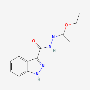 molecular formula C12H14N4O2 B14007112 N-(1-Ethoxyethylideneamino)-1H-indazole-3-carboxamide CAS No. 91545-17-4