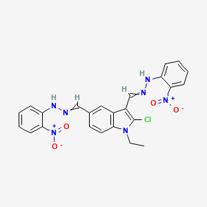 N-[[2-Chloro-1-ethyl-5-[[(2-nitrophenyl)hydrazinylidene]methyl]indol-3-YL]methylideneamino]-2-nitro-aniline