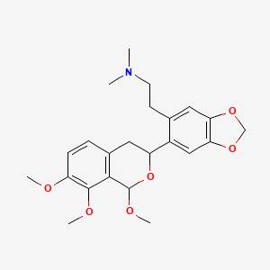 molecular formula C23H29NO6 B14007197 N,N-Dimethyl-2-[6-(1,7,8-trimethoxyisochroman-3-YL)benzo[1,3]dioxol-5-YL]ethanamine CAS No. 62421-43-6