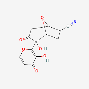 2-Hydroxy-2-(3-hydroxy-4-oxopyran-2-yl)-3-oxo-8-oxabicyclo[3.2.1]octane-6-carbonitrile