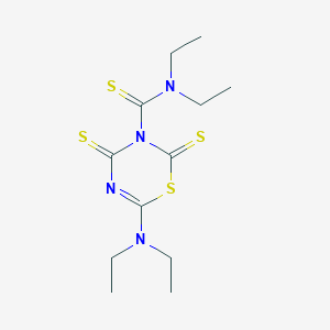 molecular formula C12H20N4S4 B14007388 6-(Diethylamino)-N,N-diethyl-2,4-bis(sulfanylidene)-2H-1,3,5-thiadiazine-3(4H)-carbothioamide CAS No. 19801-74-2