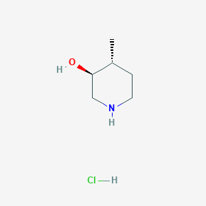 molecular formula C6H14ClNO B1400741 trans-3-Hydroxy-4-methylpiperidine hydrochloride CAS No. 374794-74-8