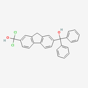 molecular formula C27H20Cl2O2 B14007470 Dichloro{7-[hydroxy(diphenyl)methyl]-9h-fluoren-2-yl}methanol CAS No. 5448-08-8