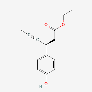 molecular formula C14H16O3 B1400755 Éster etílico del ácido (3S)-3-(4-hidroxifenil)hex-4-ínico CAS No. 1292290-97-1