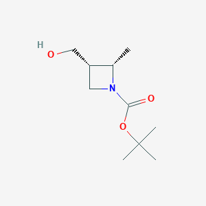 molecular formula C10H19NO3 B14007570 tert-Butyl (2S,3S)-3-(hydroxymethyl)-2-methylazetidine-1-carboxylate 