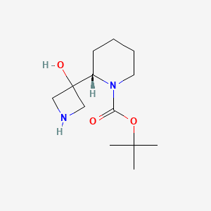 molecular formula C13H24N2O3 B1400762 (S)-2-(3-Hydroxyazetidin-3-yl)piperidine-1-carboxylic acid tert-butyl ester CAS No. 934666-39-4