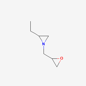 molecular formula C7H13NO B14007621 Aziridine, 2-ethyl-1-(oxiranylmethyl)- CAS No. 4465-97-8