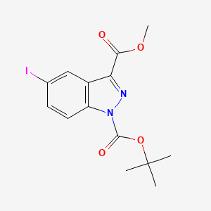 molecular formula C14H15IN2O4 B1400766 1-叔丁基 3-甲基 5-碘-1H-吲唑-1,3-二羧酸酯 CAS No. 850363-55-2