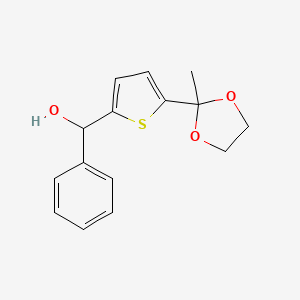 molecular formula C15H16O3S B14007691 2-Thiophenemethanol,5-(2-methyl-1,3-dioxolan-2-yl)-a-phenyl- CAS No. 5912-41-4