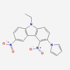 molecular formula C18H14N4O4 B14007784 9-Ethyl-4,6-dinitro-3-pyrrol-1-ylcarbazole CAS No. 82982-96-5