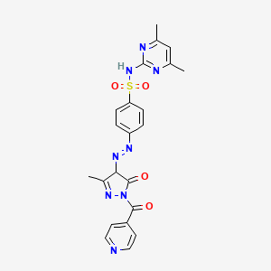 N-(4,6-dimethylpyrimidin-2-yl)-4-[[3-methyl-5-oxo-1-(pyridine-4-carbonyl)-4H-pyrazol-4-yl]diazenyl]benzenesulfonamide