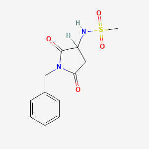 molecular formula C12H14N2O4S B14007874 (+-)-N-(2,5-Dioxo-1-(phenylmethyl)-3-pyrrolidinyl)methanesulfonamide CAS No. 77693-23-3