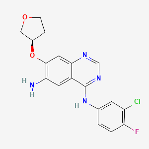 molecular formula C18H16ClFN4O2 B1400789 (R)-N4-(3-chloro-4-fluorophenyl)-7-(tetrahydrofuran-3-yloxy)quinazoline-4,6-diamine CAS No. 402855-03-2