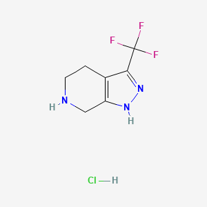 molecular formula C7H9ClF3N3 B1400790 3-(Trifluoromethyl)-4,5,6,7-tetrahydro-1H-pyrazolo[3,4-c]pyridine hydrochloride CAS No. 1838669-70-7