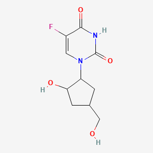 molecular formula C10H13FN2O4 B14008011 5-Fluoro-1-[2-hydroxy-4-(hydroxymethyl)cyclopentyl]pyrimidine-2,4-dione CAS No. 78336-04-6